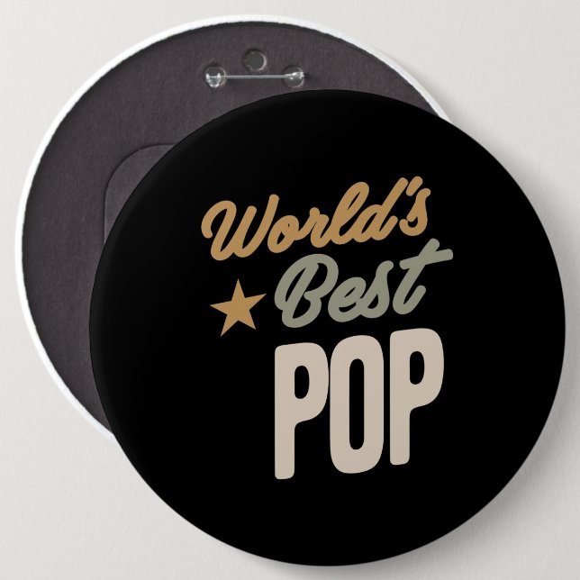 World's Best Pop - Father and Grandpa Gifts 6 Cm Round Badge (Front & Back)