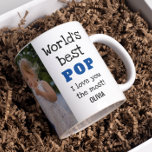 World's Best Pop Love You Most Grandkid Photo     Coffee Mug<br><div class="desc">Express how much you love your grandpa with affection.A photo mug with grandfather and grandkid picture  will fill his heart with happiness.</div>