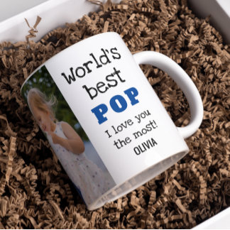 World's Best Pop Love You Most Grandkid Photo Coffee Mug