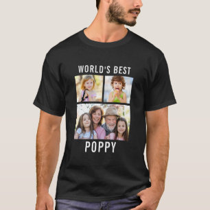 World's Best Poppy 3 Photo Collage Text Black T-Shirt