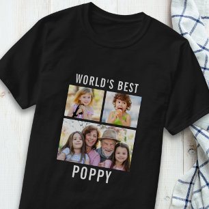 World's Best Poppy 3 Photo Collage Text Black T-Shirt