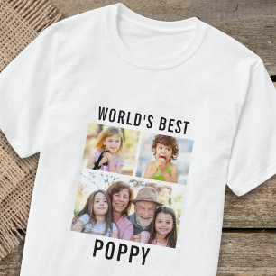 World's Best Poppy Grandkids 3 Photo Collage T-Shirt