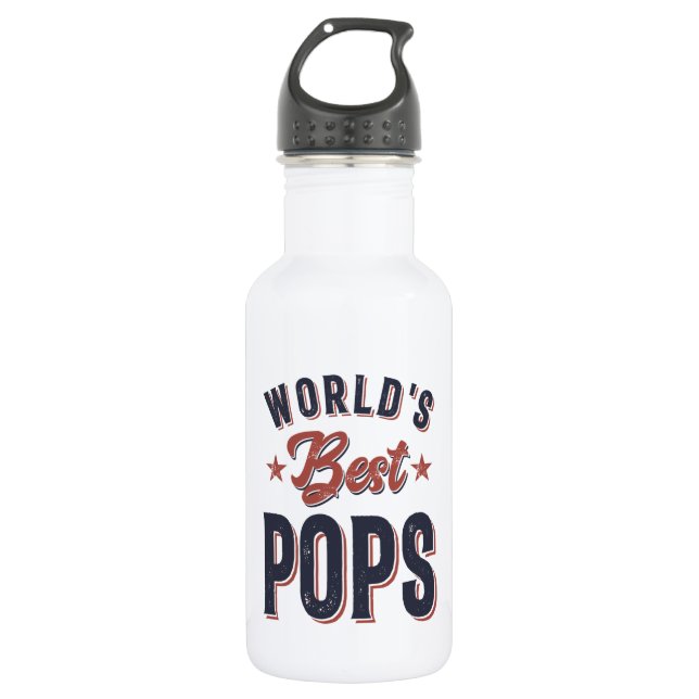 World's Best Pops | Father Grandpa Gift 532 Ml Water Bottle (Front)
