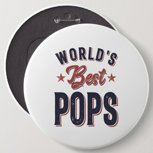 World's Best Pops | Father Grandpa Gift 6 Cm Round Badge (Front & Back)