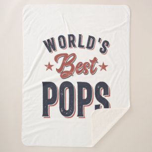 World's Best Pops   Father Grandpa Gift Sherpa Blanket
