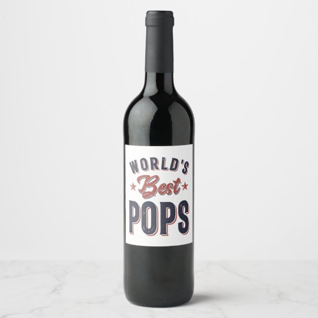 World's Best Pops | Father Grandpa Gift Wine Label (Front)
