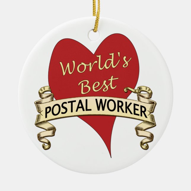 World's Best Postal Worker Ceramic Ornament (Front)