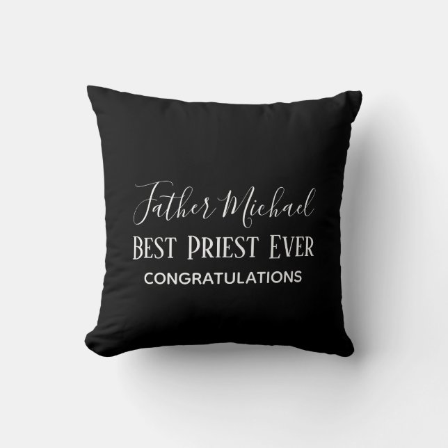 Worlds Best Priest Pastor Deacon Minister Nun Cushion (Front)
