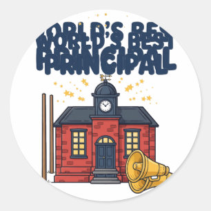 World's Best Principal School Fun Round Sticker