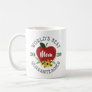 World's Best Quaranteacher Mom Red Apple Floral Coffee Mug