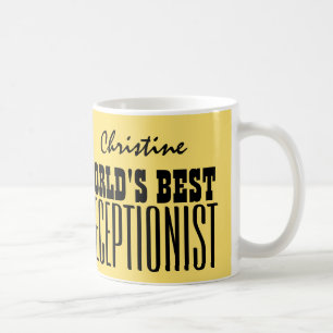 World's Best RECEPTIONIST Gold and Black V04 Coffee Mug