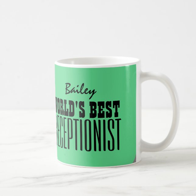 World's Best RECEPTIONIST Green and Black V03 Coffee Mug (Right)