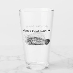 World's Best Salesman Graphic Art Sports Car Glass