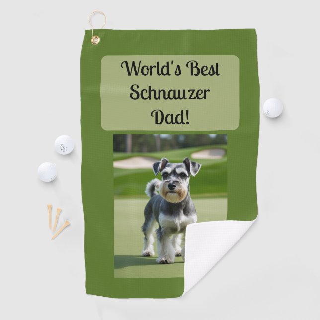 World's Best Schnauzer Dad! green black 2025 Golf Towel (InSitu)