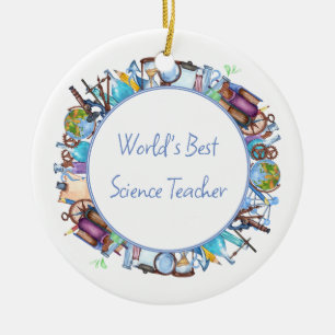 World's Best Science Teacher Custom Text Ceramic Ornament