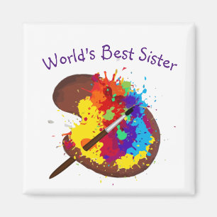 World's Best Sister Cute Artist Palette quote Magnet