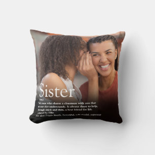 World's Best Sister Definition Modern Fun Photo Cushion