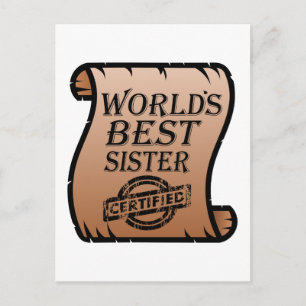 World's Best Sister Funny Certificate Postcard