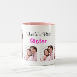 World's Best Sister Photo Mug PInk
