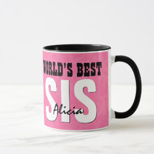 World's Best SISTER Pink Grunge Custom Name V20 Mug