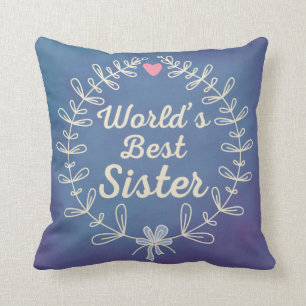World's Best Sister Wreath Pillow Gift