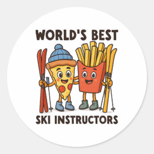 World's Best Ski Instructors Pizza And French Frie Classic Round Sticker