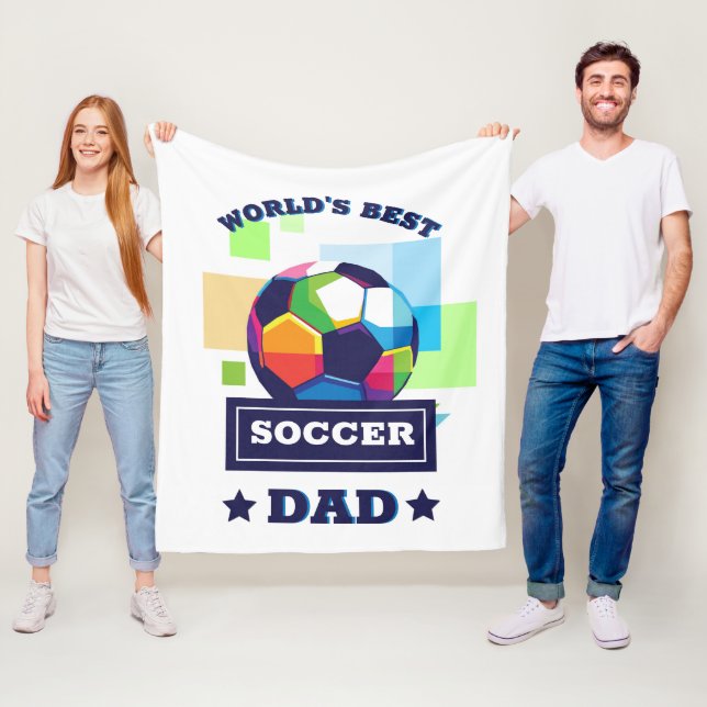 World's Best Soccer Dad Father's Day Fleece Blanket (In Situ)