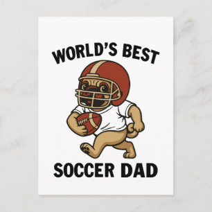 World's Best Soccer Dad - Pug player Postcard