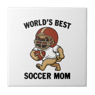WORLD'S BEST SOCCER MOM - PUG PLAYER CERAMIC TILE