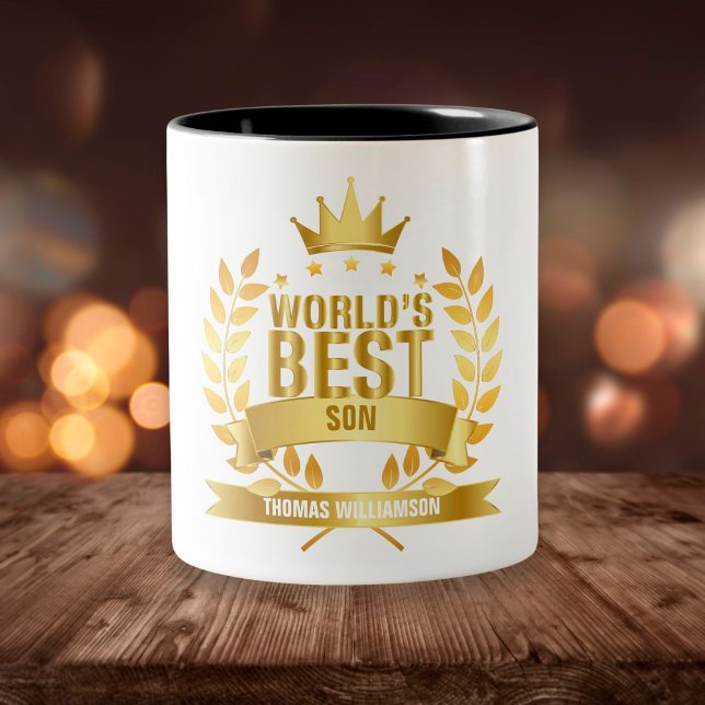 World's Best Son Fun Gold Two-Tone Coffee Mug (Creator Uploaded)
