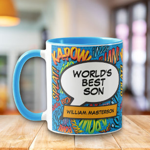 World's Best Son Fun Retro Comic Book Pop Art Mug