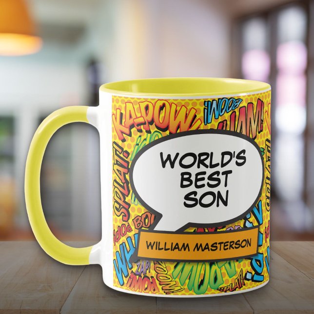 World's Best Son Modern Cool Fun Colourful Comic Mug (World's Best Son Modern Cool Fun Colorful Comic Mug)