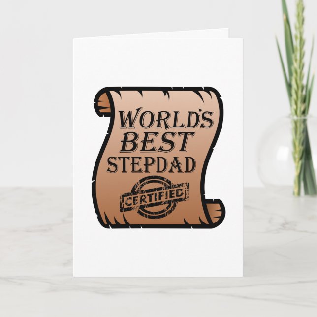World's Best Stepdad Certified Certificate Funny Card (Front)