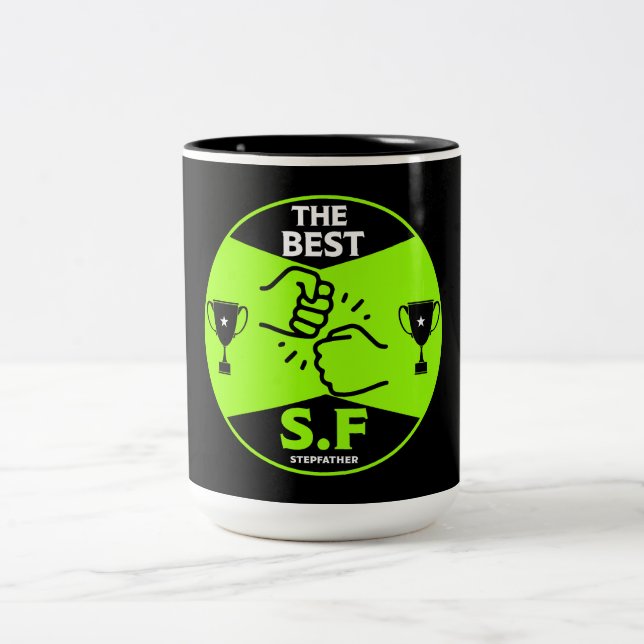 WORLDS BEST STEPFATHER Two-Tone COFFEE MUG (Center)