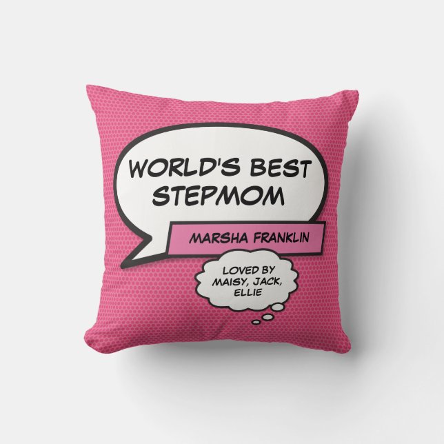 Worlds Best Stepmom Bonus Mum Pink Fun Cushion (Front)