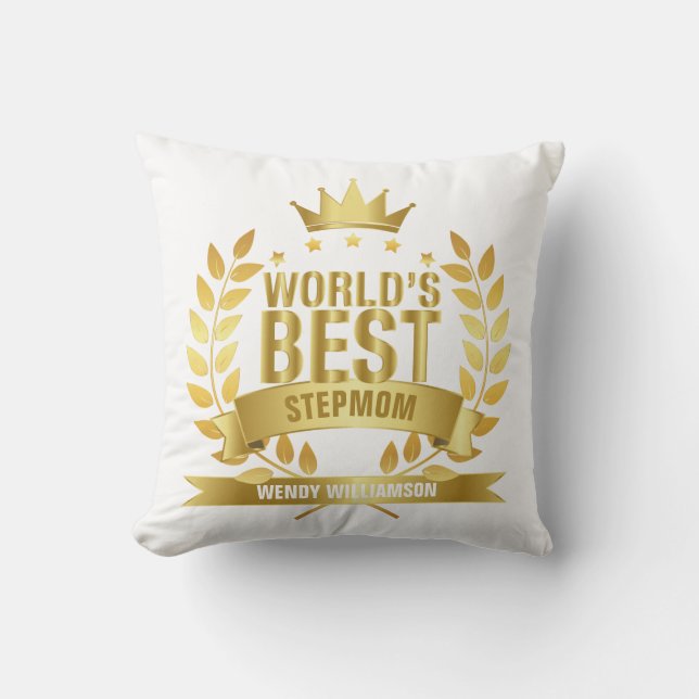 World's Best Stepmom, Stepmother, Bonus Mum Cushion (Front)