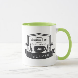 World's Best Super Mum Personalise Love Your Names Mug
