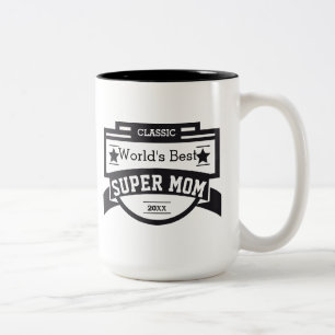 World's Best Super Mum Personalise Love Your Names Two-Tone Coffee Mug