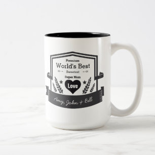 World's Best Super Mum Personalise Love Your Names Two-Tone Coffee Mug