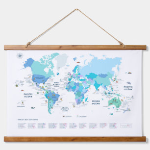 Worlds Best Surf Breaks Map Hanging Tapestry