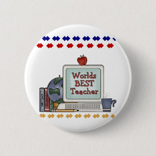 Worlds Best Teacher 6 Cm Round Badge