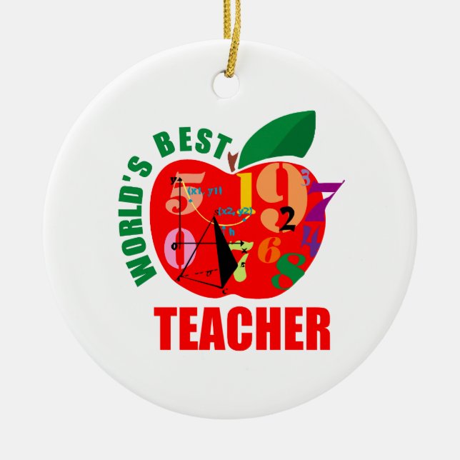 World's Best Teacher Apple Ceramic Tree Decoration (Front)