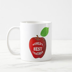 Worlds best teacher apple classroom student grade coffee mug