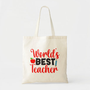 Worlds Best Teacher Apple School Gift Tote Bag
