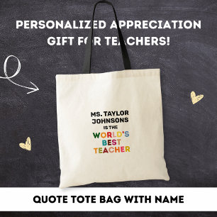 World's Best Teacher Appreciation Gift Custom Tote Bag
