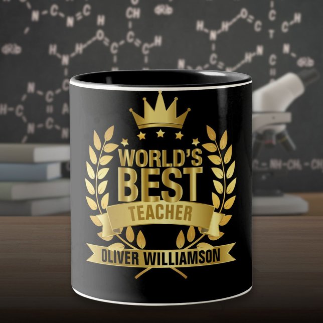 World's Best Teacher Black And Gold 5 Star Two-Tone Coffee Mug (World's Best Teacher Black And Gold 5 Star Two-Tone Coffee Mug)