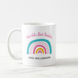 World's Best Teacher Bright Rainbow Coffee Mug
