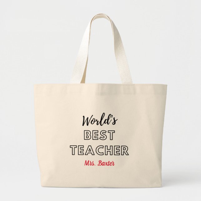 World's Best Teacher Canvas Tote (Front)