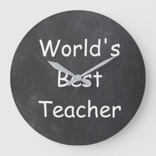 World's Best Teacher Chalkboard Design Gift Idea Large Clock