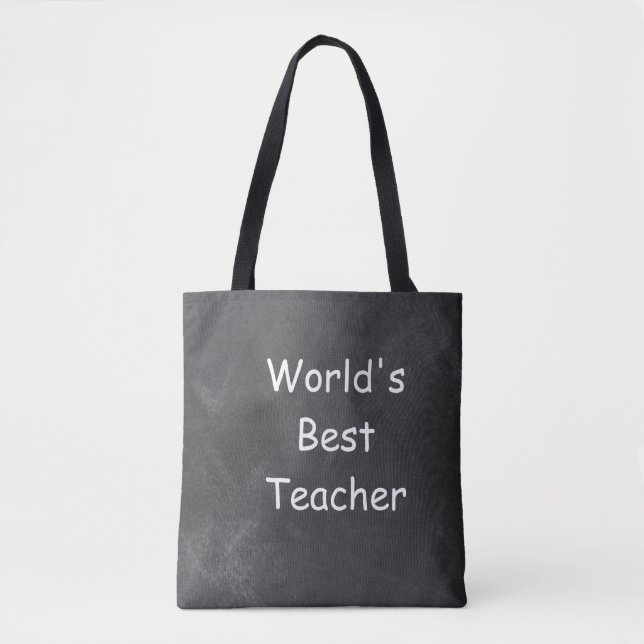 World's Best Teacher Chalkboard Design Gift Idea Tote Bag (Front)